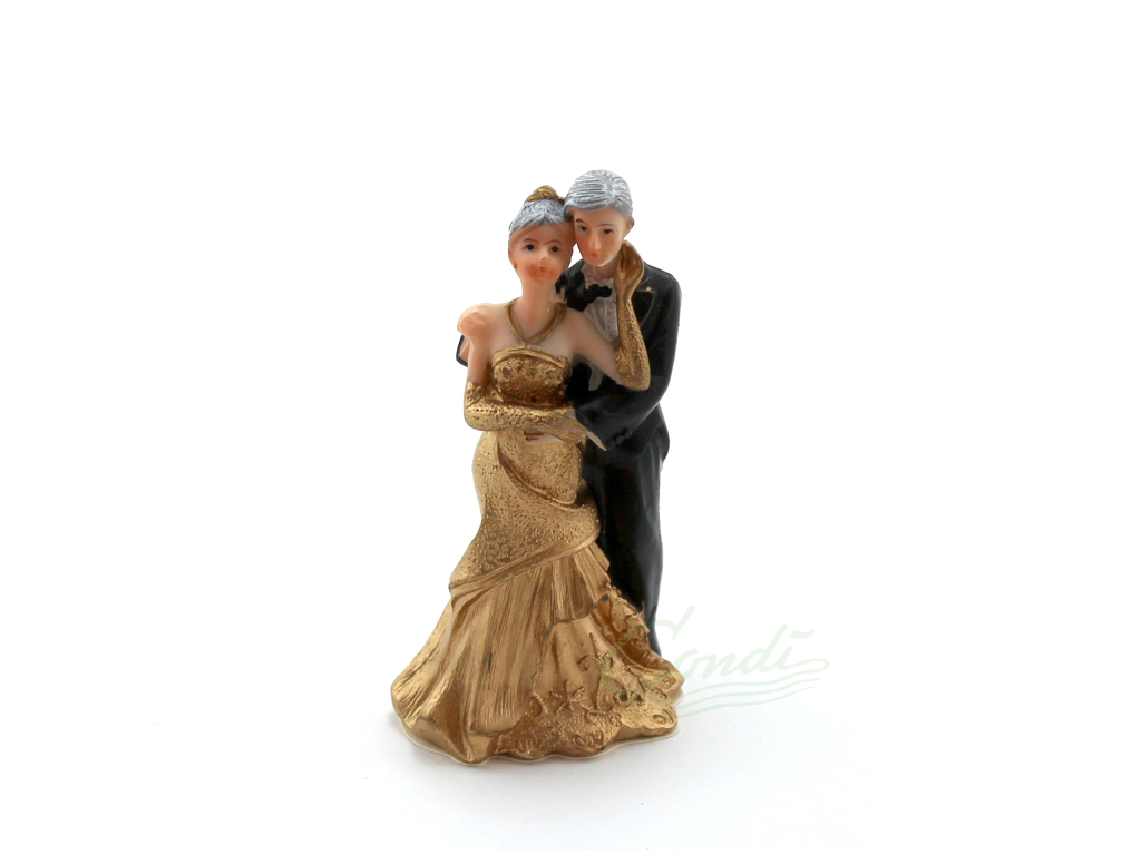 Guldbrudepar kagefigur 9,5cm