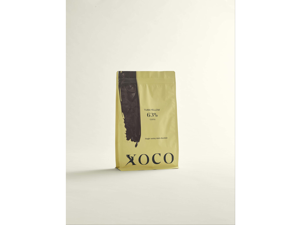 Mørk chokolade coins Tuma Yellow 63% Xoco 2,5 kg