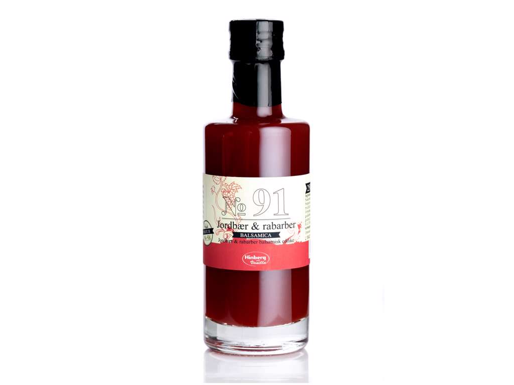 Jordbær rabarberpuré Balsamica Eddike fra Hinberg and Vanilla 250 ml