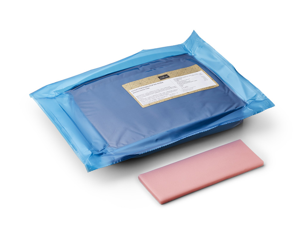 Pink/rosa overtræksmarcipan fra Odense 2,5 kg