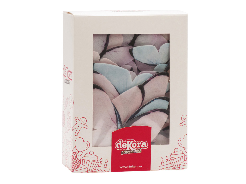 Vaffel sommerfugl  blå & pink 79 stk