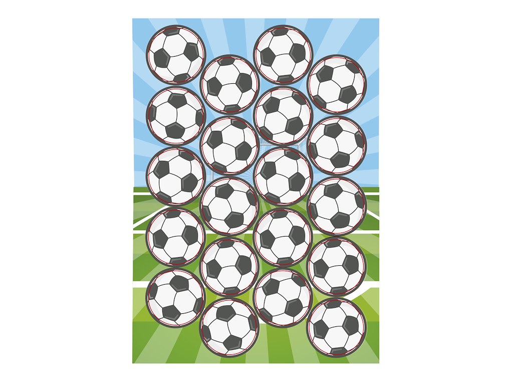 Vaffelprint Fodbold Ø3,4 cm 20 stk