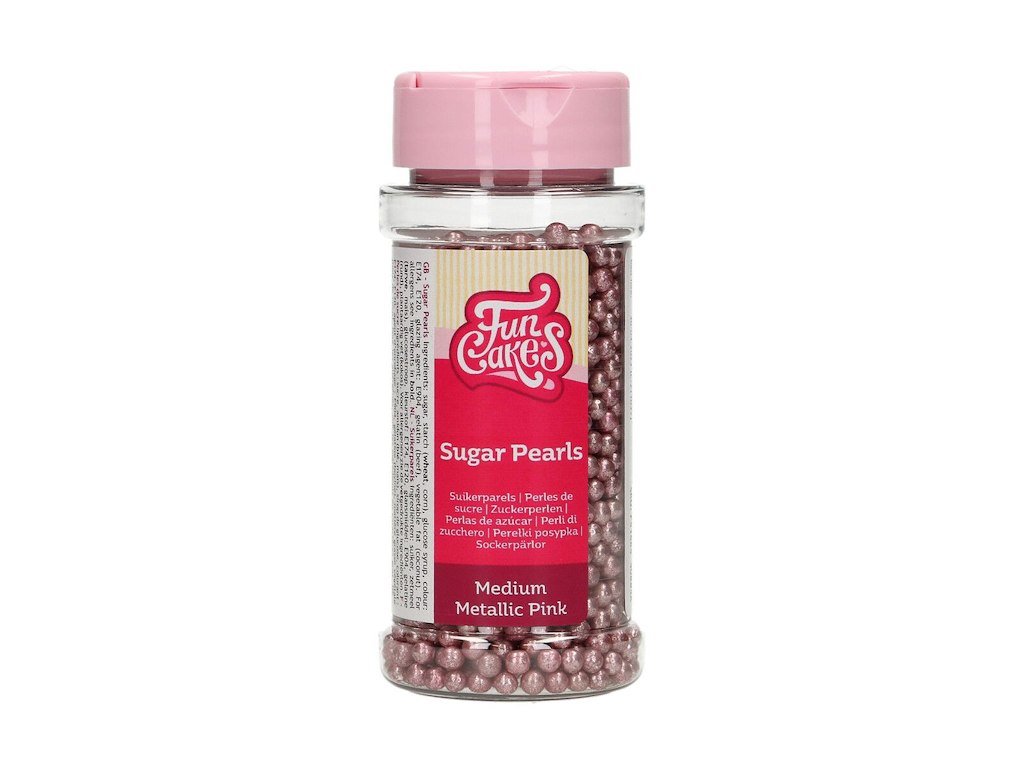 Sukkerperler pink metal 80 g