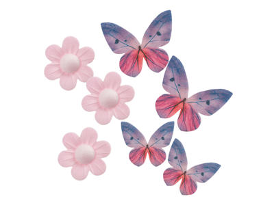 Vaffel blomst og sommerfugl - Lilla & Pink 