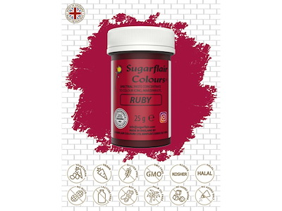 Farvepasta Ruby/Blodrød/Hindbær 25 g